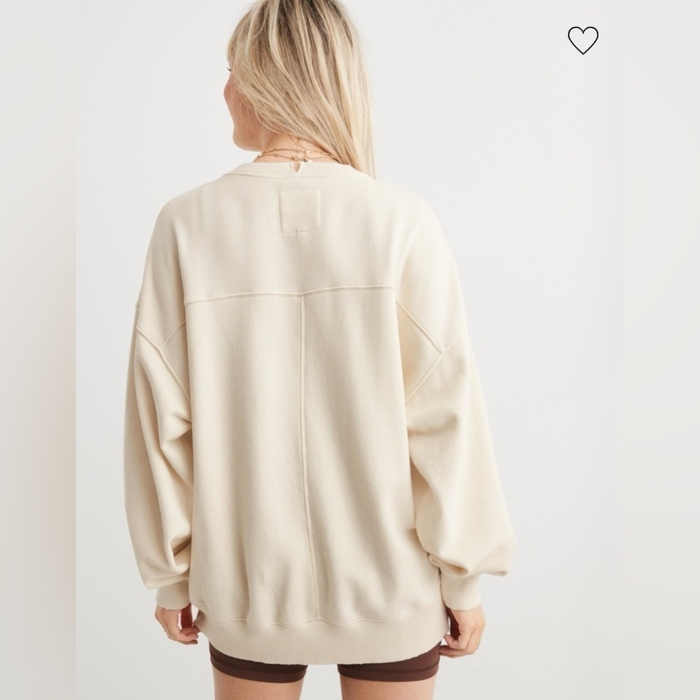 Aerie The Chill Crew Neck Sweatshirt Womens Oversized Graphic Long Sleeve Sz XS - Picture 2 of 14